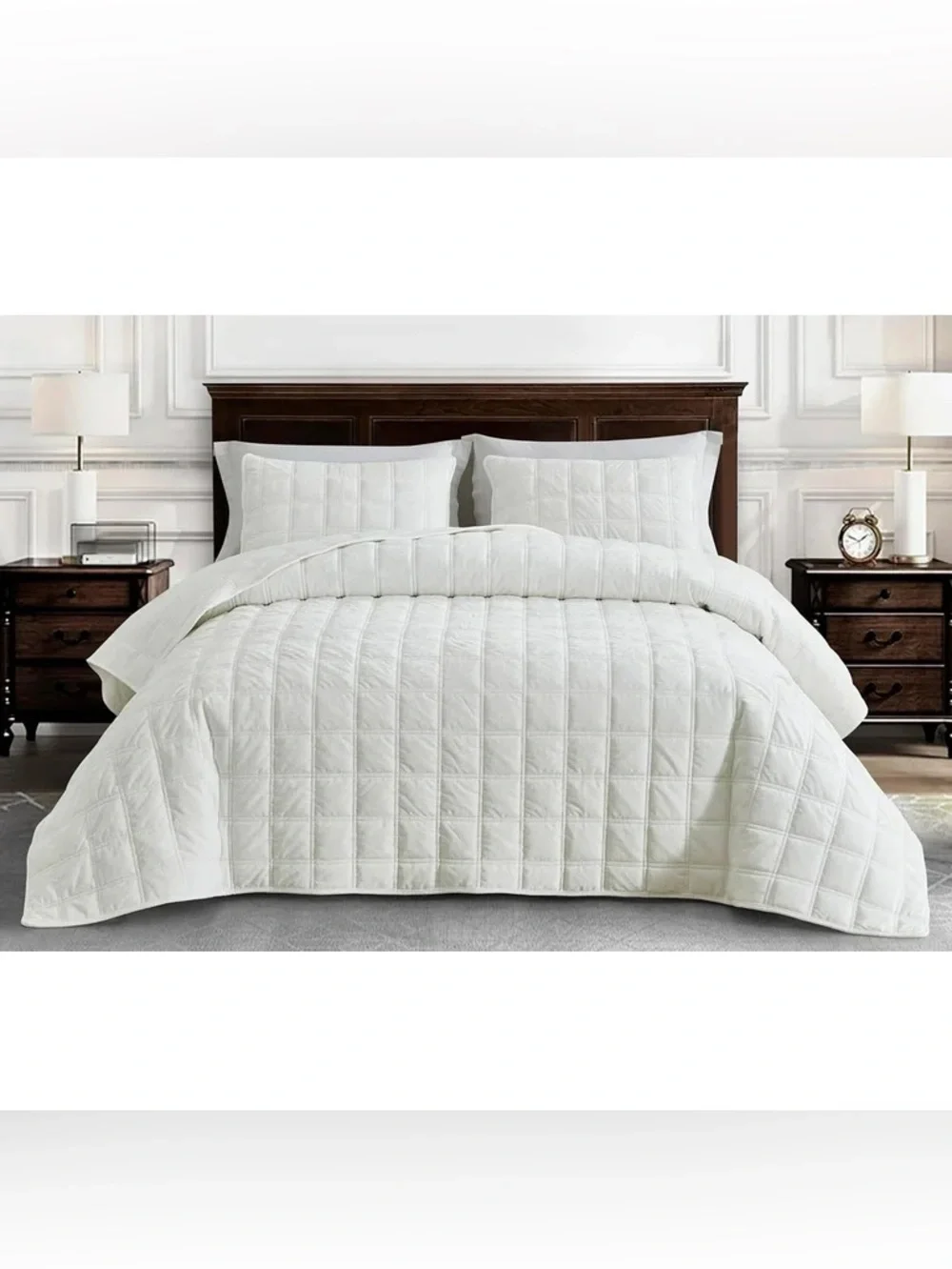 Classic White Quilted Comforter Set by